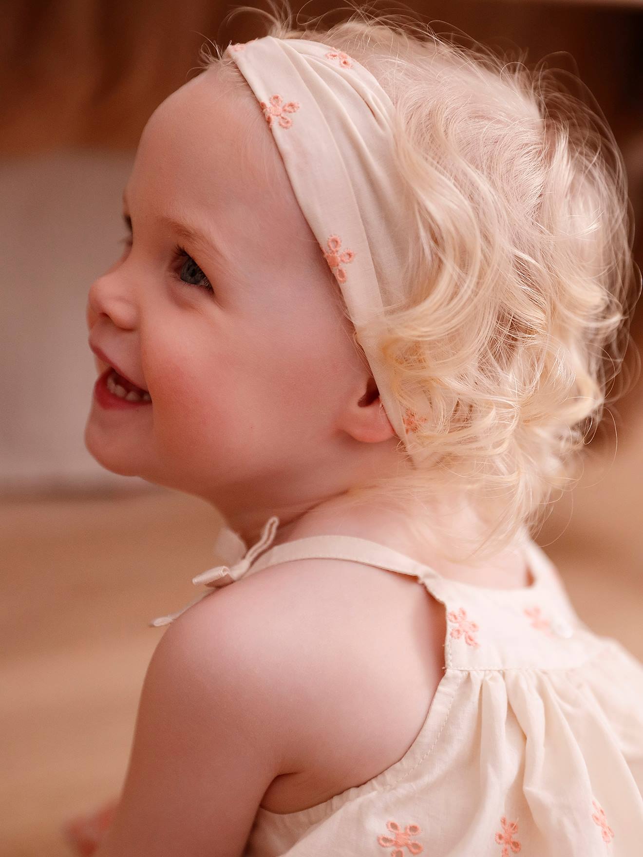 Vertbaudet Mädchen Baby-Set: Kleid & Haarband - wollweiß