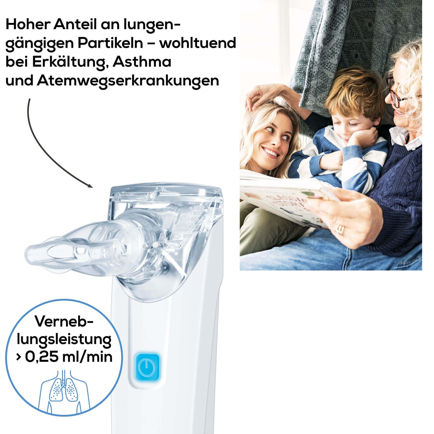 Beurer Inhalator IH 55-Handlicher Inhalator mit Schwingmembran-Technologie & Selbstreinigungsfunktion