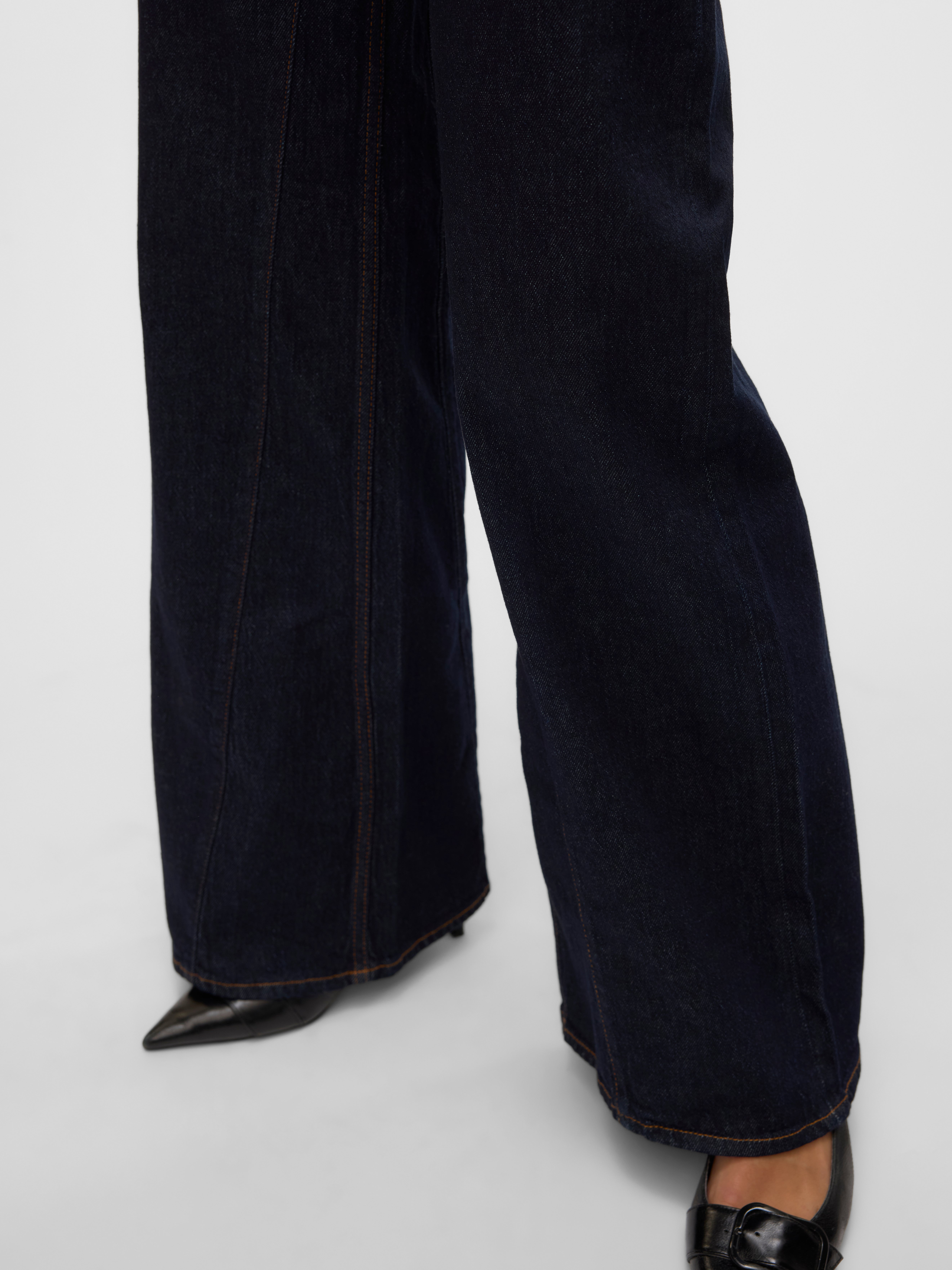 AWMADDIE Hohe Taille Weiter Beinschnitt Jeans