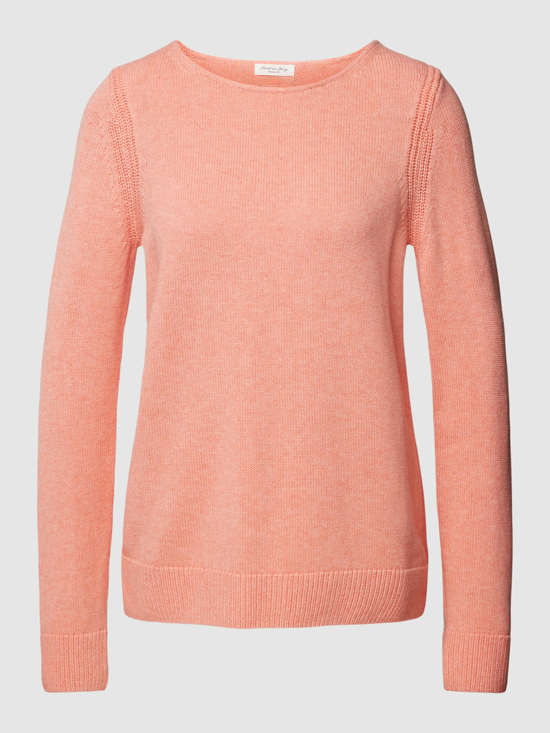 Strickpullover mit U-Boot-Ausschnitt in apricot meliert