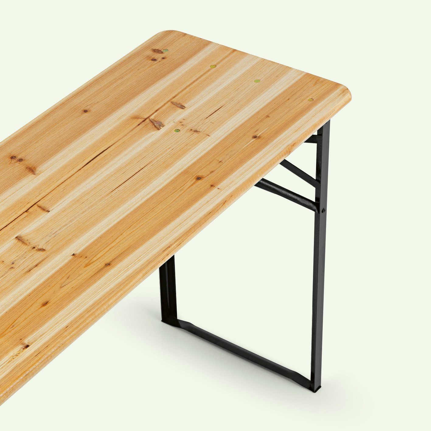 EASYmaxx Bierzeltgarnitur Set (1 Tisch & 2 Bänken) 170cm holzfarben/schwarz, (3-tlg)