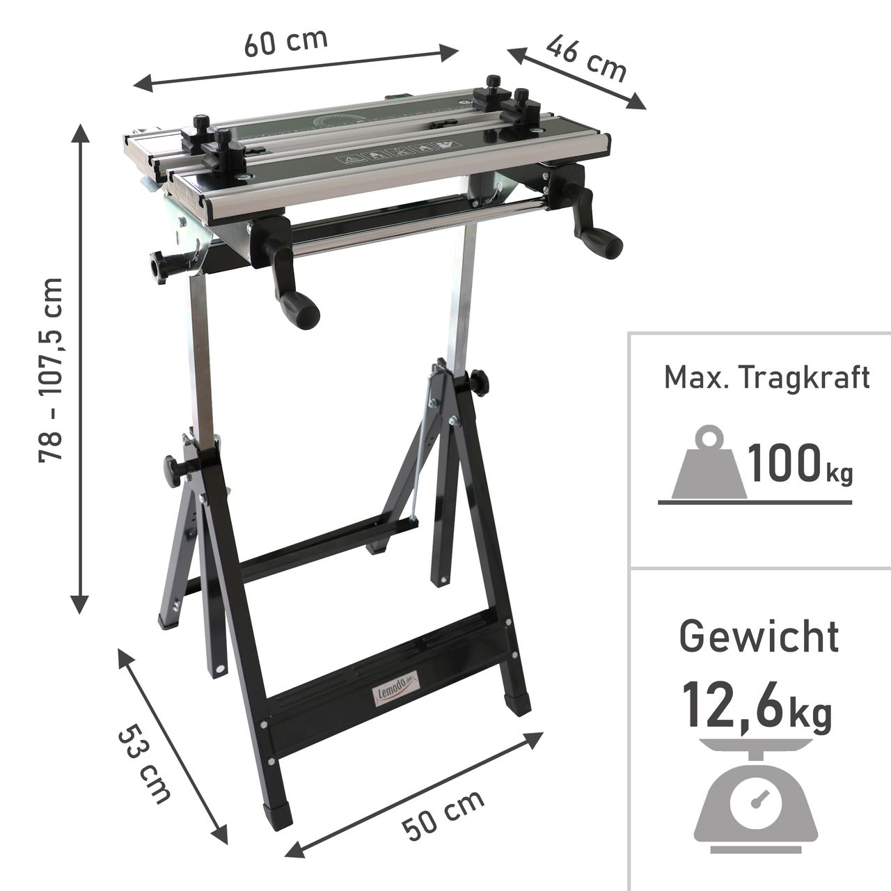 Lemodo mobile Werkbank und Spanntisch aus Stahl