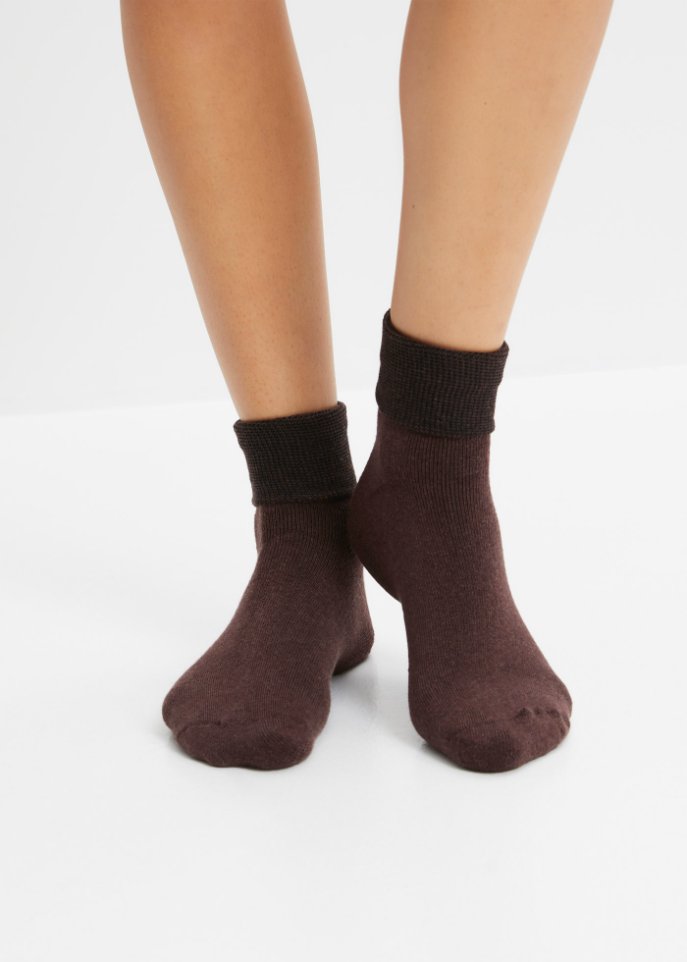 Thermo Halbsocken mit Umschlagbündchen und Innenfrottee (3er Pack)
