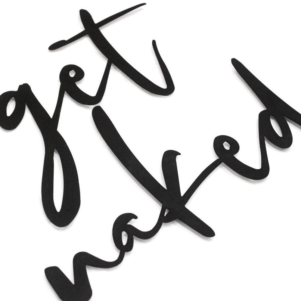 Hoagard Metall Wandspruch 'get naked' Schriftzug Wandbild Badezimmer Schlafzimmer schwarz Metall, Wanddekoration Innendekoration Wohnkultur Wandkunst Sauna Spruch
