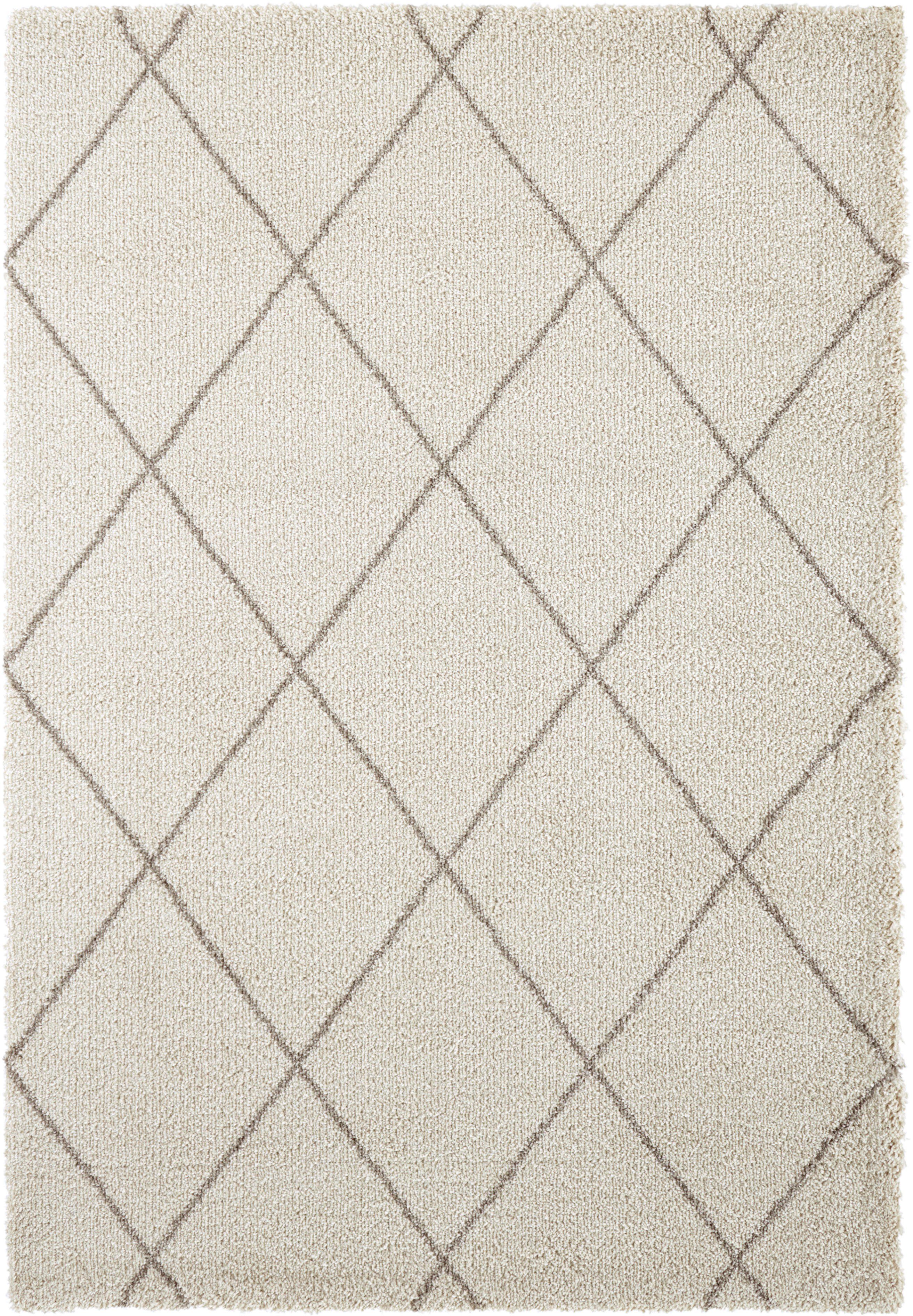 Hochflor-Teppich Belle, Leonique, rechteckig, Höhe: 35 mm, Rauten-Design, weiche Haptik