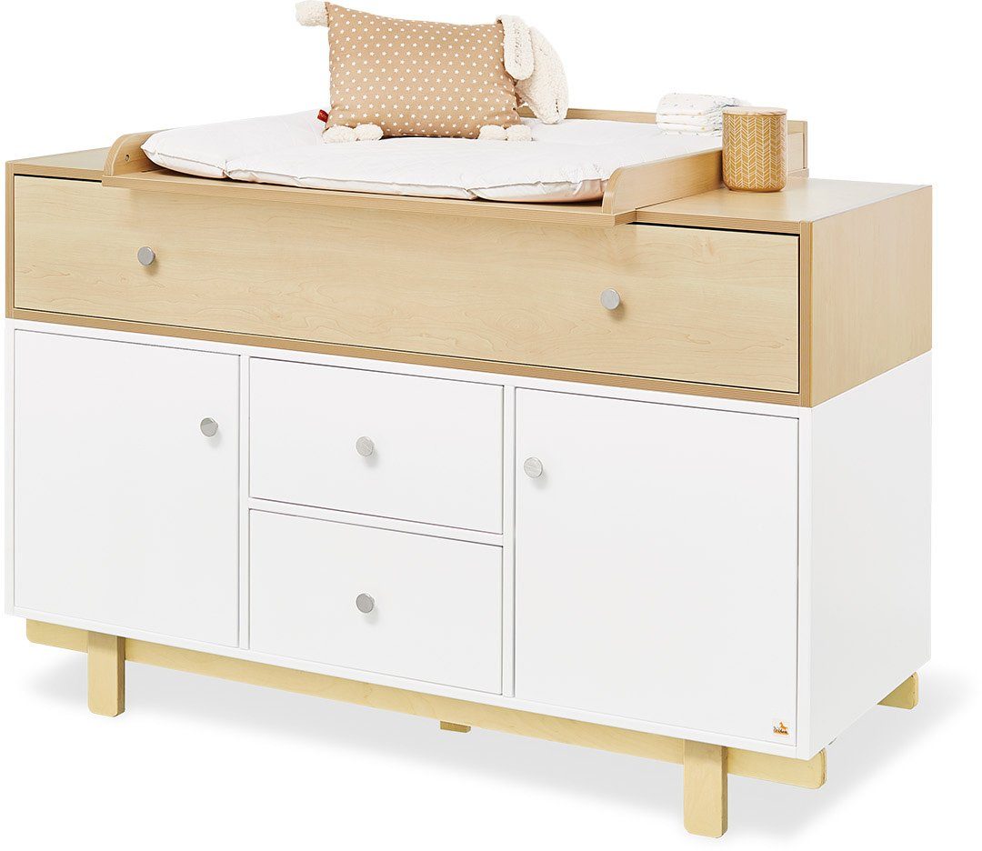Pinolino® Babyzimmer-Komplettset Boks, (Set, 3-St., Kinderbett, Kleiderschrank, Wickelkommode), extrabreit groß; mit Kinderbett, Schrank und Wickelkommode