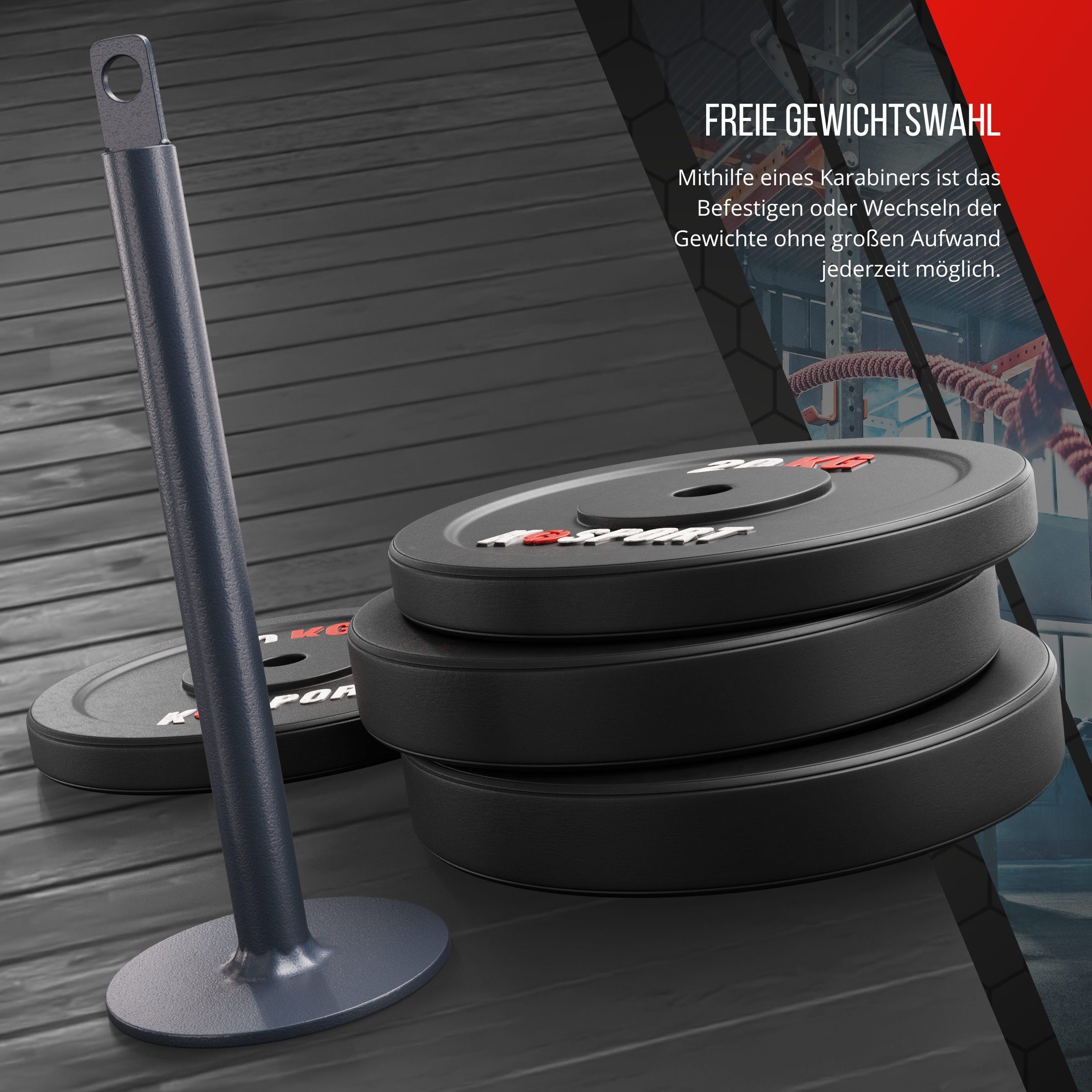 K-SPORT Kraftstation Fitness Latzug I Kablezug I Seilzug mit Trizeps V Griff bis 130kg, (22cm Lastenstange, V-Griff), Made in EU!