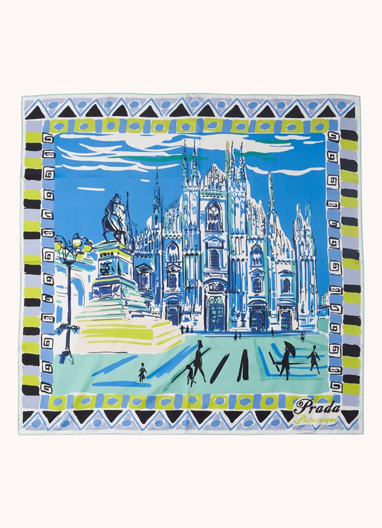 Prada  Pittoresque Milan sjaal van zijde 90 x 90 cm