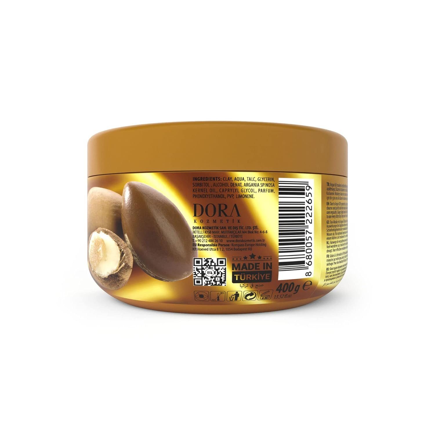 Dora Kozmetik Gesichtsmaske Black & Red Clay Face Mask Argan Oil 400g