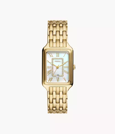 Fossil Uhr Raquel 3-Zeiger-Werk Datum Edelstahl goldfarben