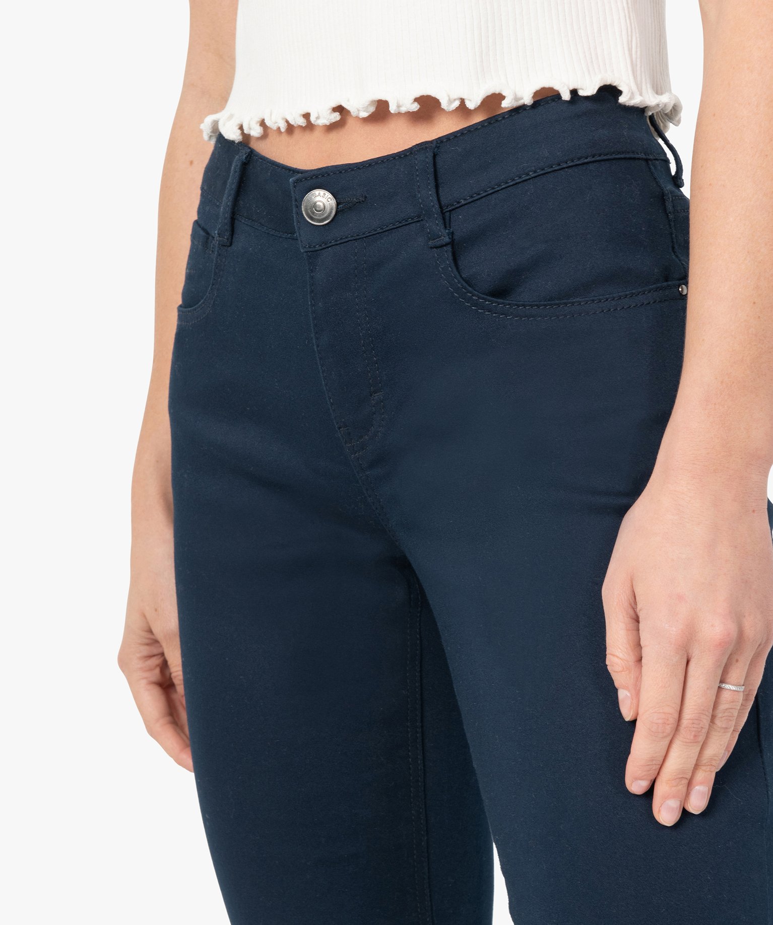 Pantalon femme coupe slim - Longueur L26 marine | GEMO