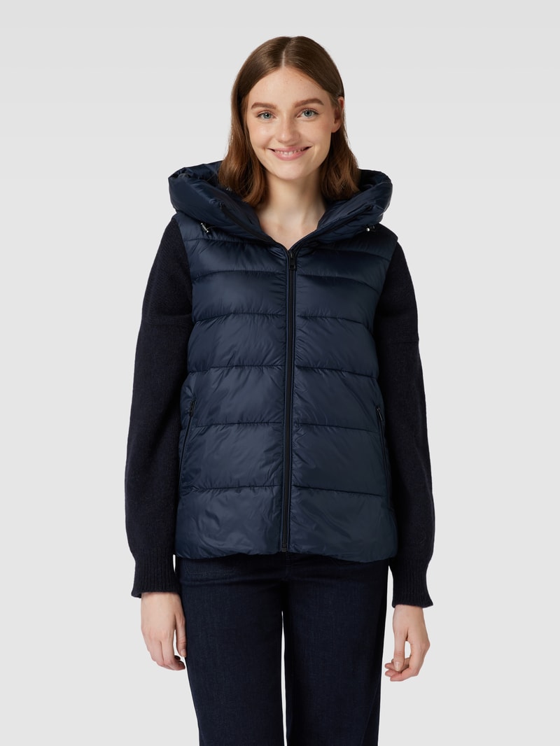 Oversized Steppweste mit Reißverschlusstaschen in marineblau