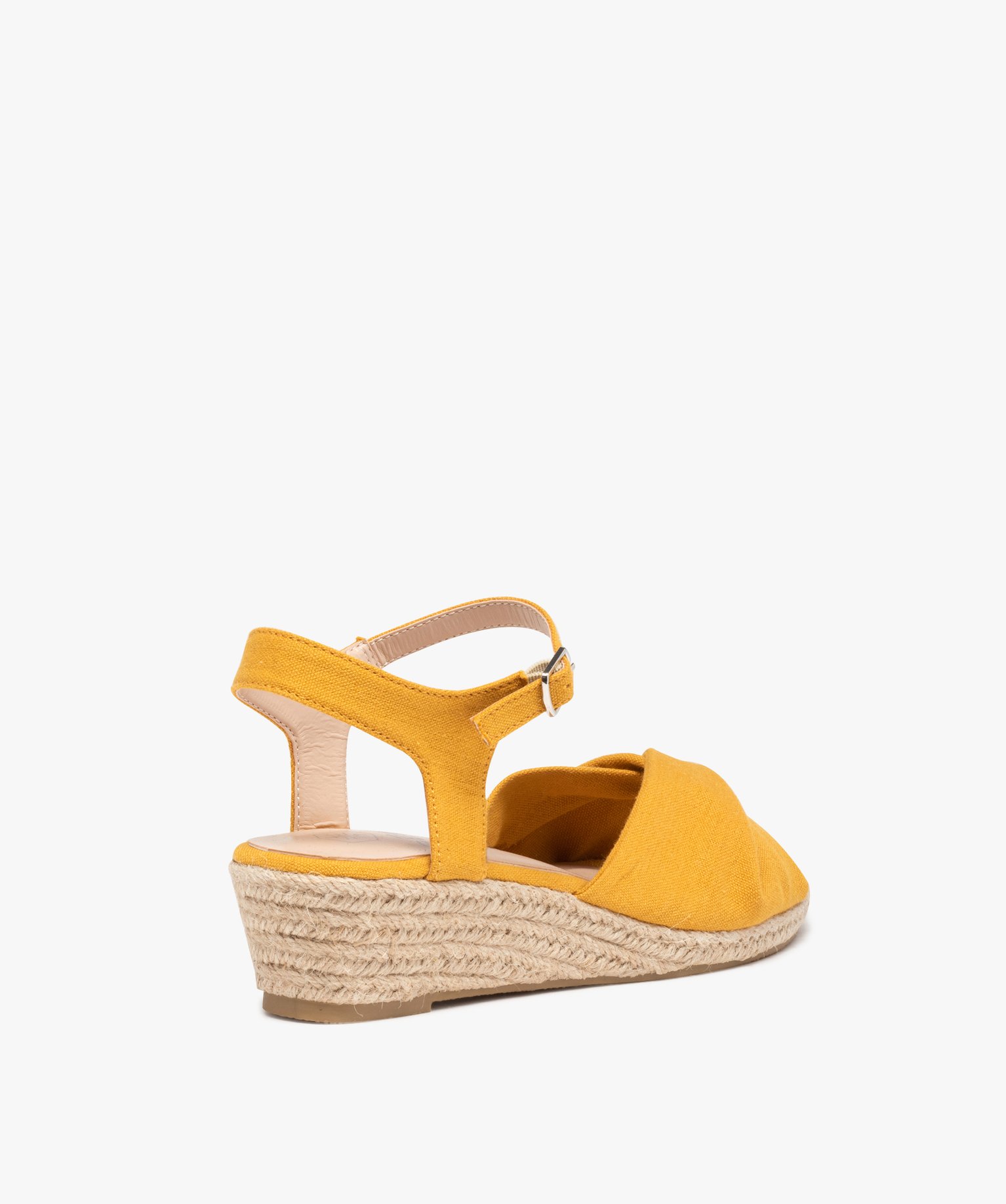 Sandales fille compensées dessus drapé en tissu jaune | GEMO