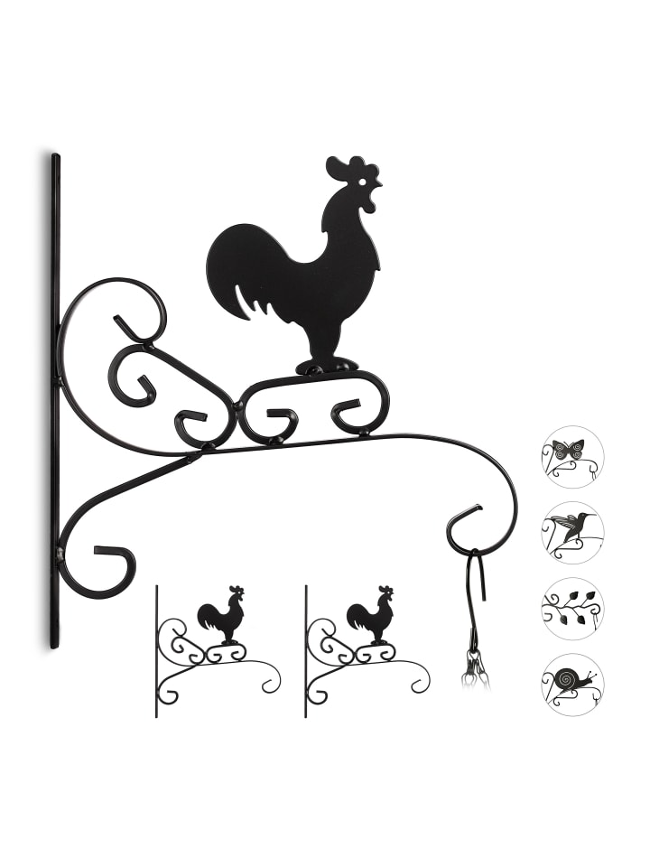 relaxdays 3x Blumenhaken in Schwarz - (B)28 x (H)30 x (T)2 cm günstig kaufen onesize