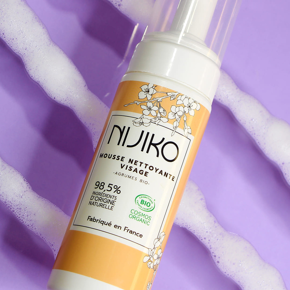 nijiko Mousse Nettoyante Visage Bio pour Peau Grasse Démaquillant et nettoyant