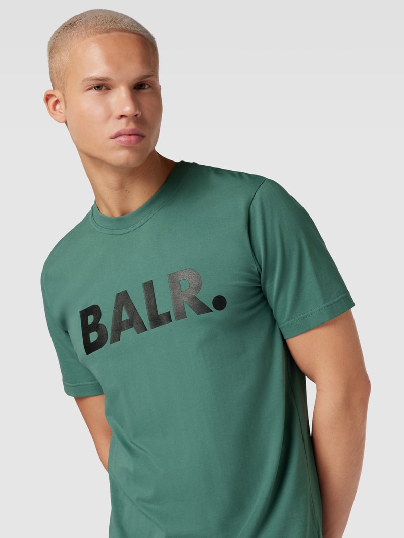 T-Shirt mit Label-Print und Rundhalsausschnitt in grün