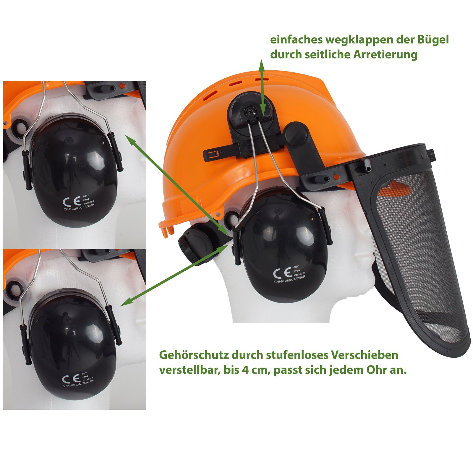 TRUTZHOLM Framepool Forsthelm Forstschutzhelm mit Visier und Gehörschutz Schutzhelm 50-66