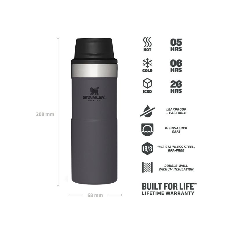 Stanley Classic Trigger-Action Travel MUG 12oz \/350ml Charcoal