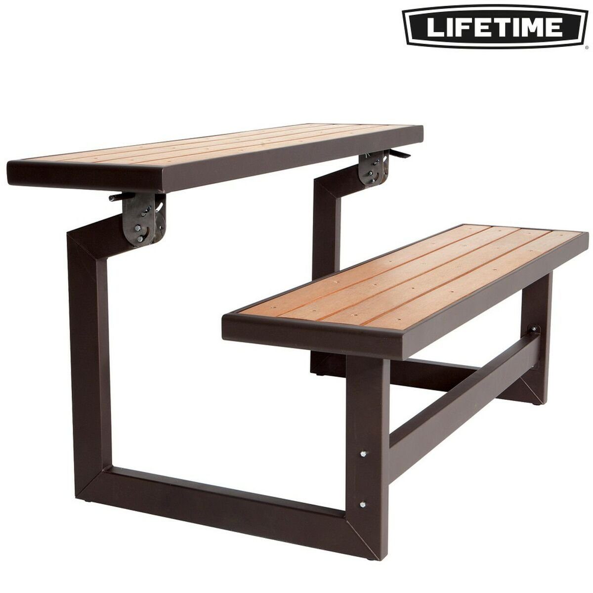 Lifetime Gartenbank Bank mit Rückenlehne Lifetime Tisch Braun Convertible