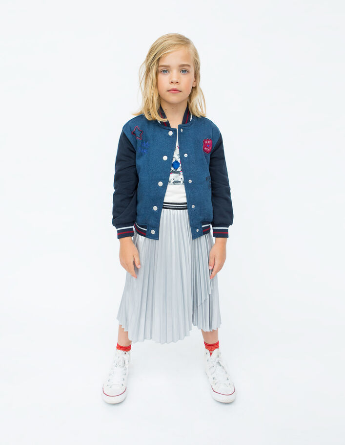 Jupe asymétrique argent plissée fille