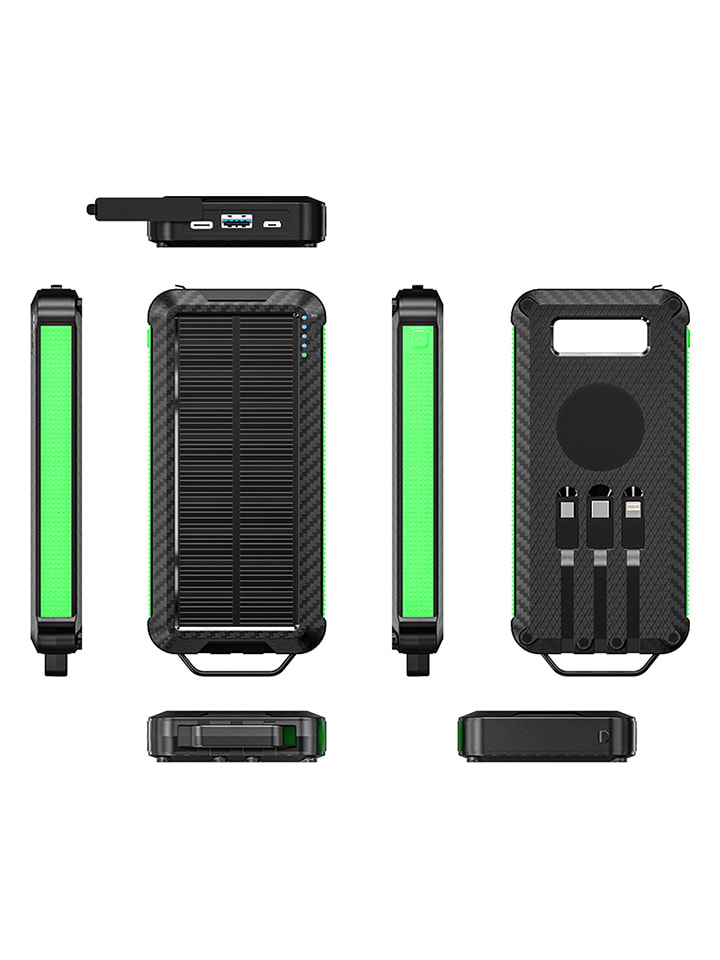 SmartCase Solar-Powerbank in Schwarz/ Grün - 20.000 mAh günstig kaufen onesize