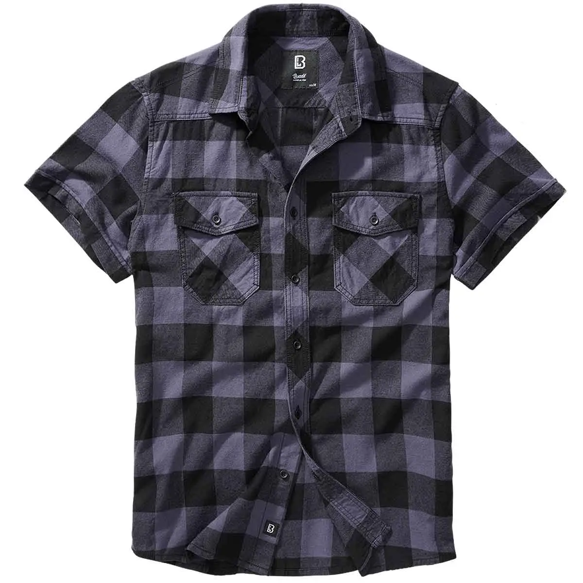 Checkshirt kurzarm schwarz-grau