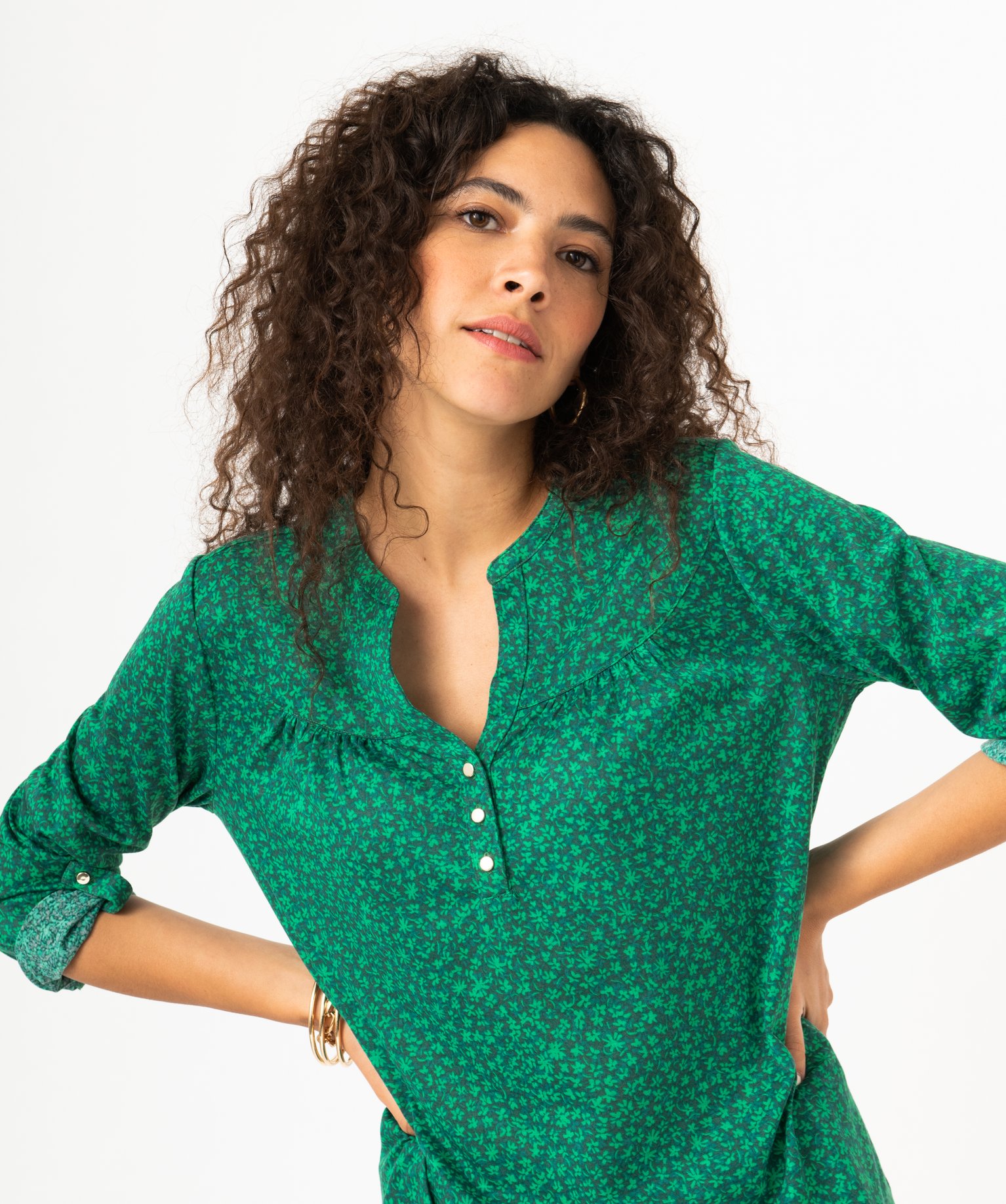 Tee-shirt à manches longues imprimé en polyester recyclé ... imprime | GEMO