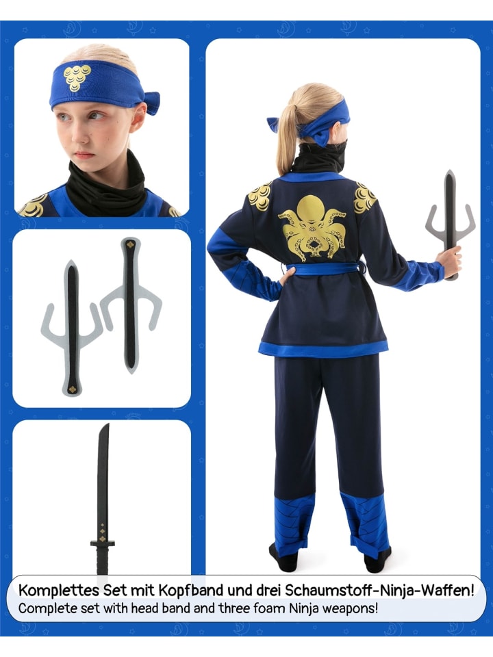 Corimori Ninja Kostüm für Kinder mit Schwert in Blau günstig kaufen
