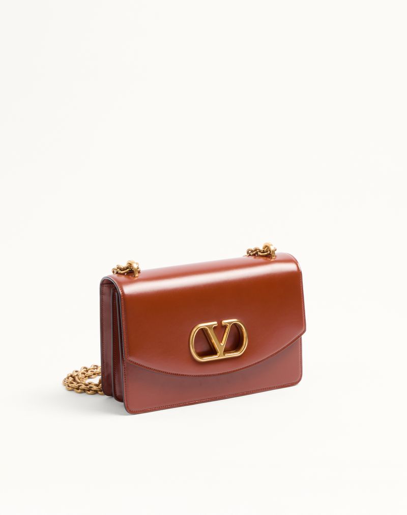 Bolsa de ombro Valentino Garavani Vain em couro de bezerro brilhante