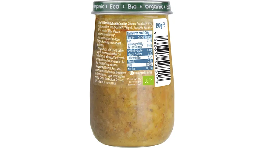 Freche Freunde Bio Vollkornnudeln mit Gemüse 190 g