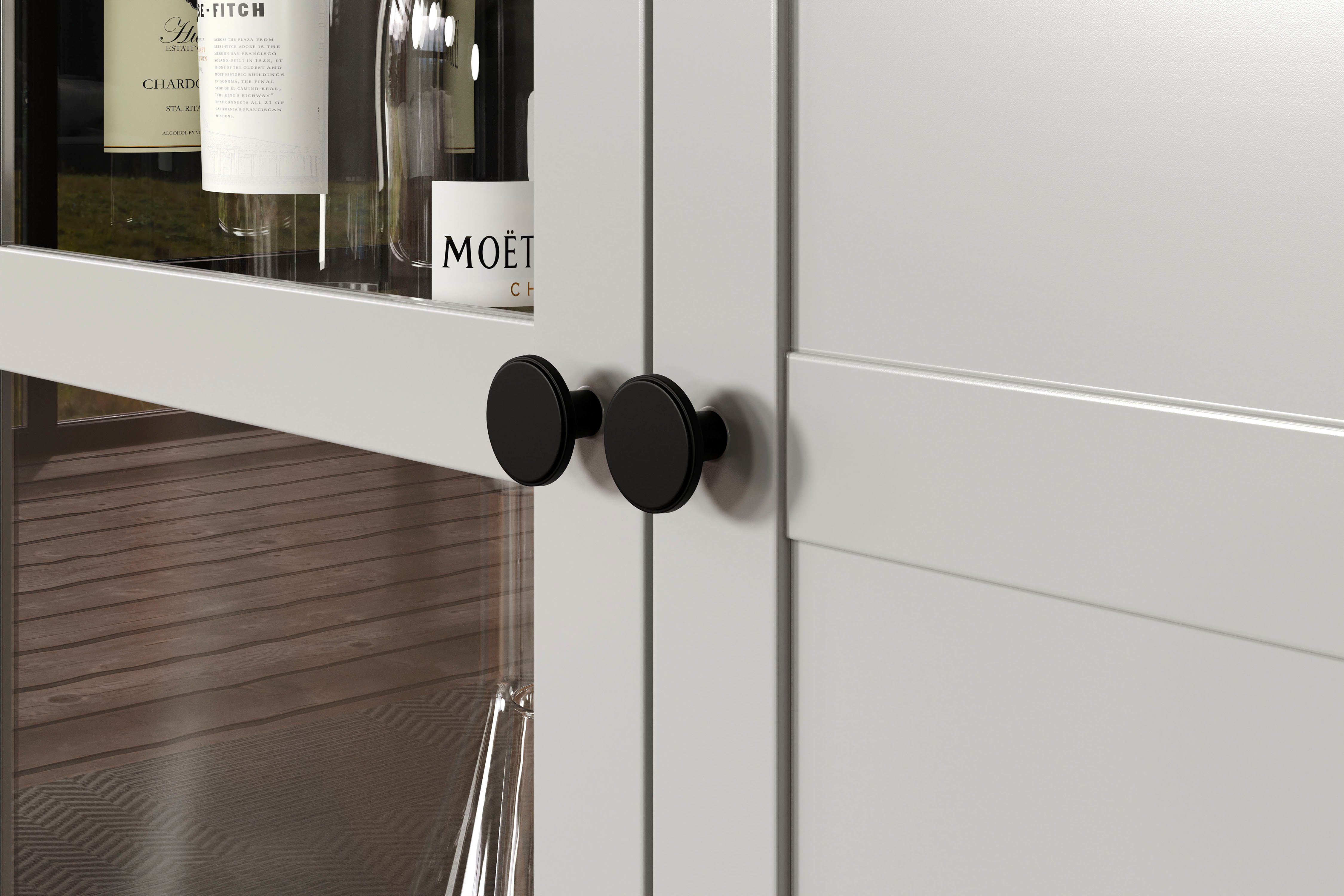 Home affaire Buffetaufsatz Herzwill, (1-St), Artisan Eiche NB und hellgrau, matt, im Landhaus-Look