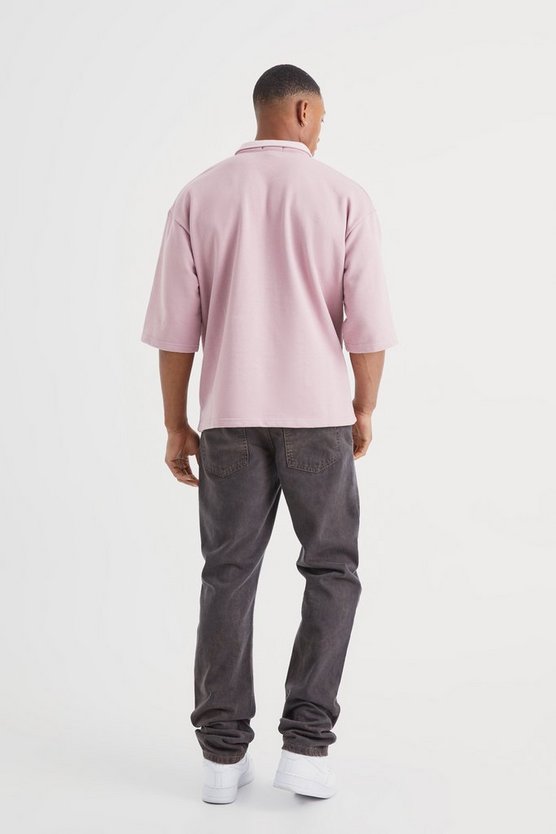 Kastiges Oversize Poloshirt mit Stickerei