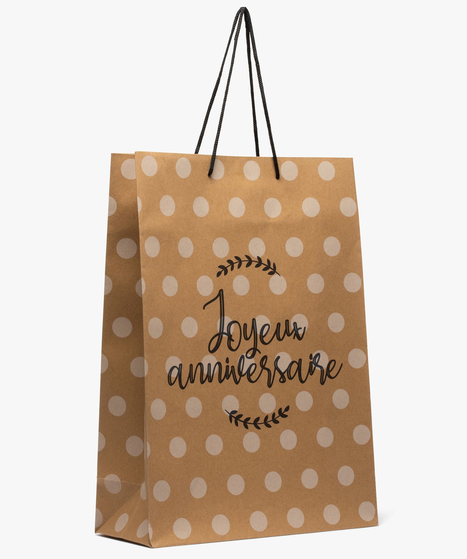 Sac cadeau en kraft en papier recyclé à pois pour annivers... beige | GEMO