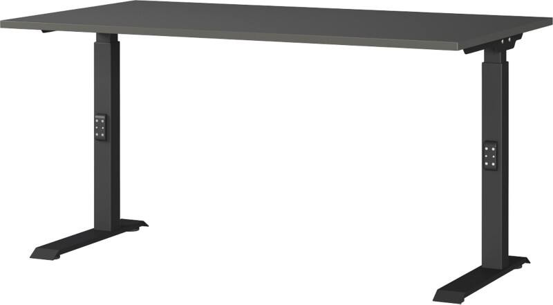 GERMANIA Sitz-Stehschreibtisch Mailand Metall, Spanplatte Schwarz C-Fuß 1.400 x 800 x 910 mm