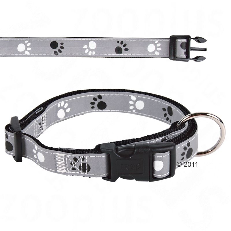 Sparset Trixie Hundeleine + Halsband Pfoten Silver Reflect | bitiba
