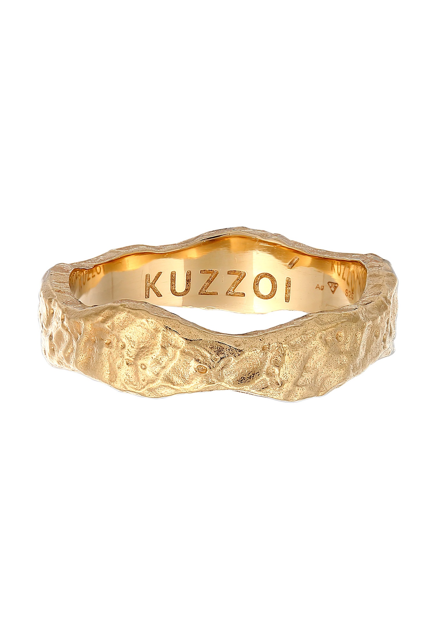 KUZZOI Men's Organic Structure Band in 925 Sterling Silver
