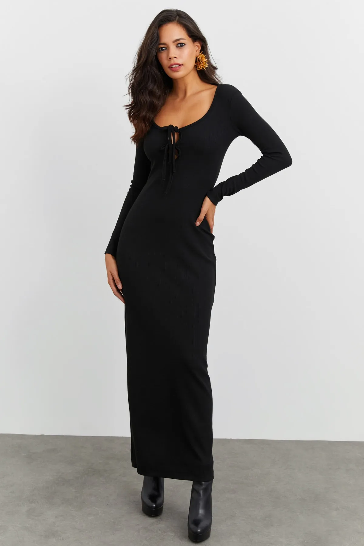 Cool & Sexy  Schwarzes Camisole-Maxikleid für Damen EY1513