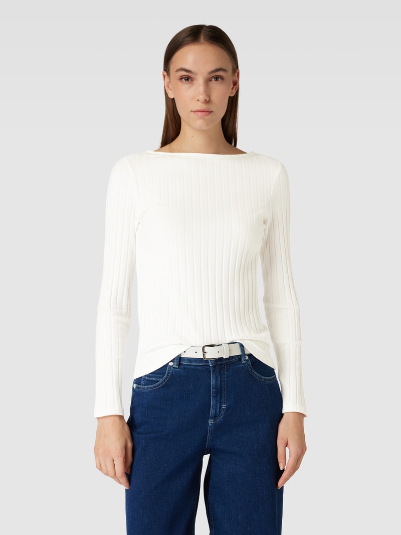 Longsleeve mit U-Boot-Ausschnitt Modell 'Sovke' in offwhite