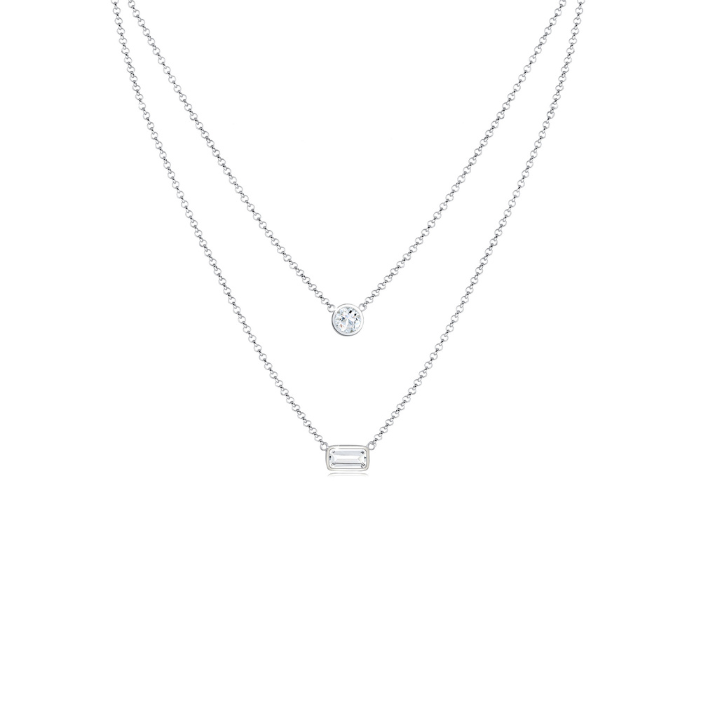 Elli PREMIUM Elli PREMIUM Collier Layer Rechteck Geo Topas Edelstein 925er Silber collier
