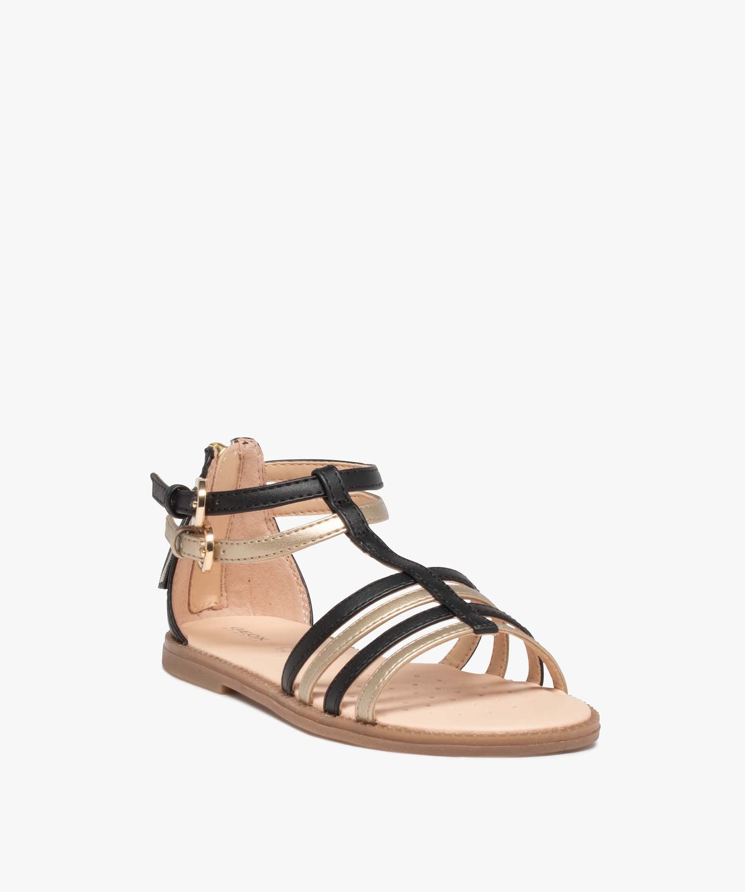 Sandales fille zippées à brides métallisées – Geox noir | GEMO