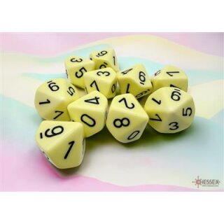 Opaque Pastel D10 Dice Set - Yellow / Black