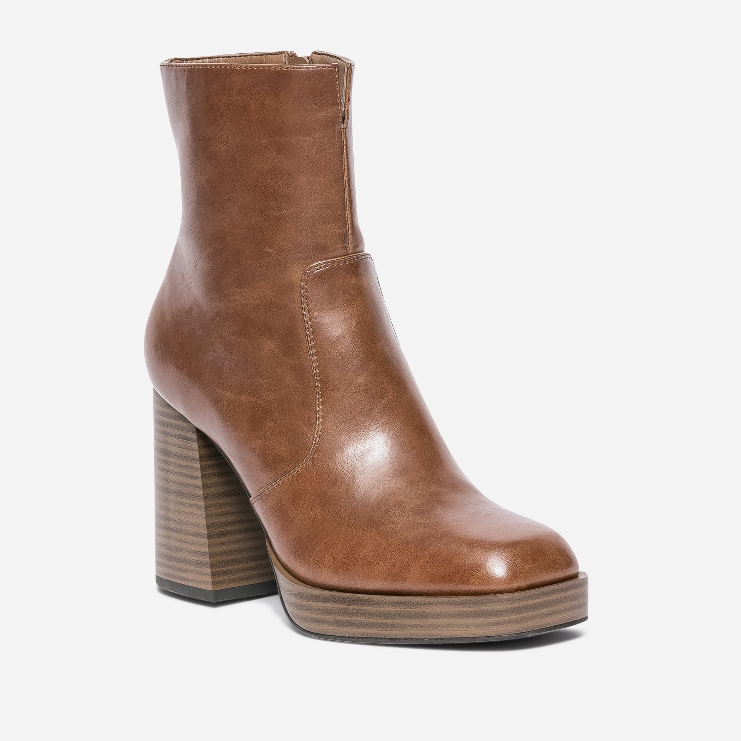 Boots camel à plateforme et talon flare
