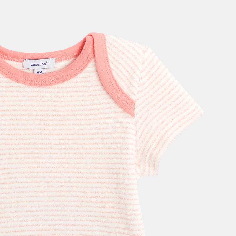 Combishort en coton éponge bébé rose Absorba