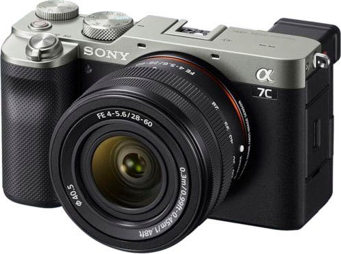 Sony ILCE-7CLS A7C mit SEL2860 Systemkamera (FE 28–60 mm F4–5,6, 24,2 MP, FE 28–60 mm F4–5,6, 24,2 MP, 4K Video, 5-Achsen Bildstabilisierung)