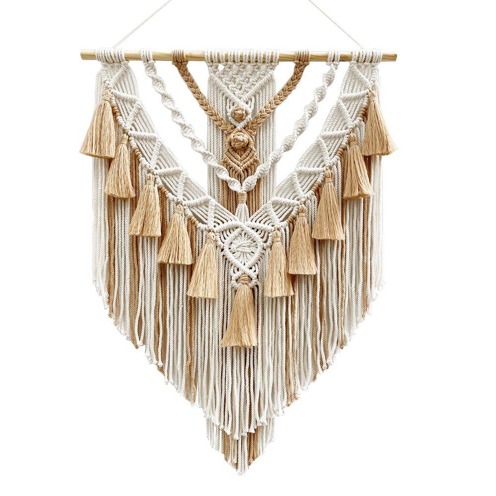 Wandteppich Wandteppich Boho Makramee Wandbehang Gewebte Baumwolle Wanddeko55*75cm, FELIXLEO