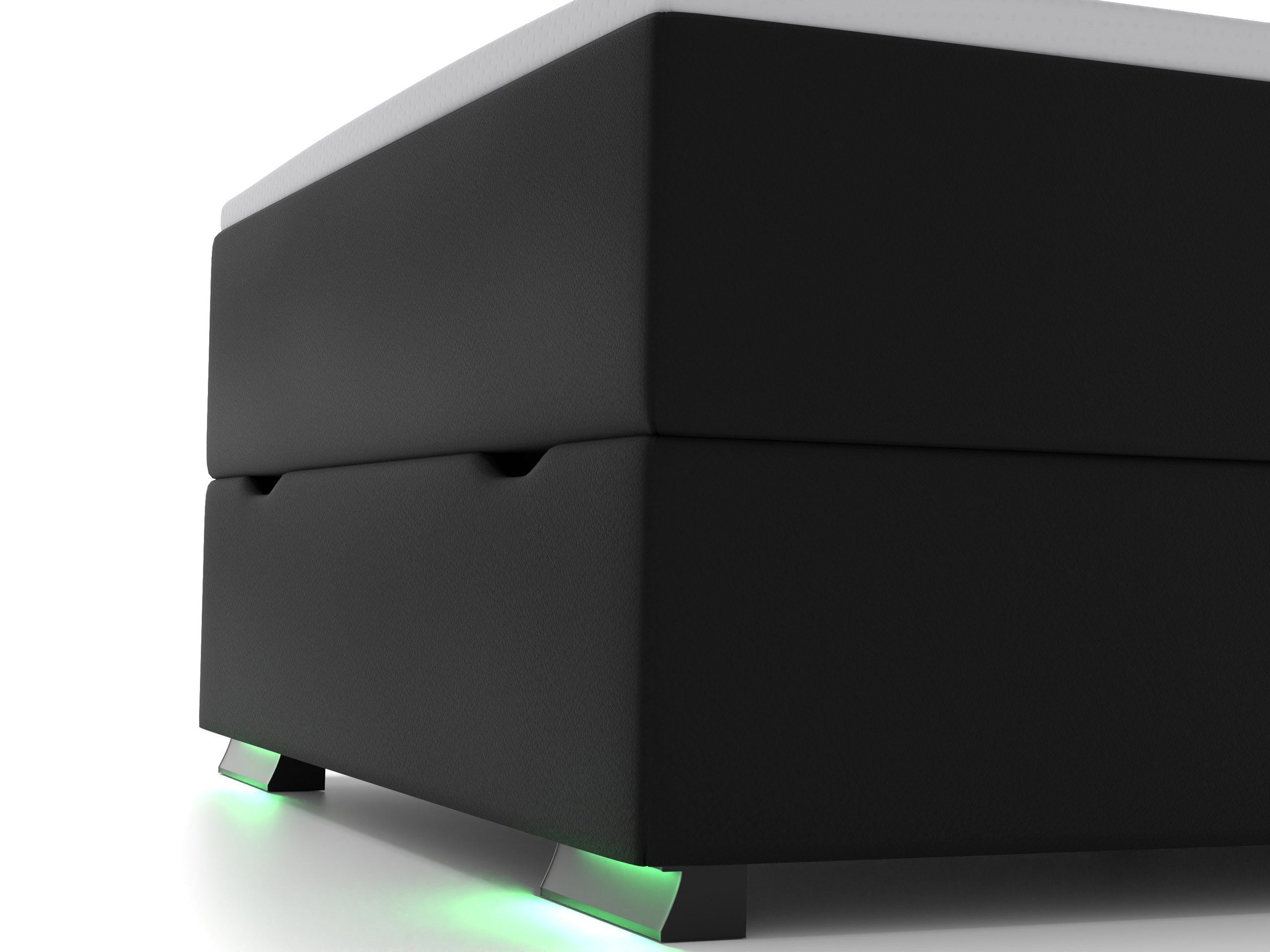 wonello Boxspringbett Ontario, mit Bettkasten, LED-Beleuchtung, 2x USB-Anschluss und Topper