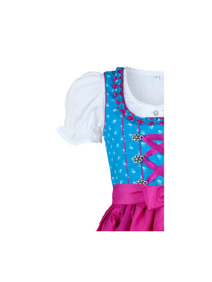 Nübler Kinderdirndl 3-teilig Emilia in Türkis-Fuchsia günstig kaufen