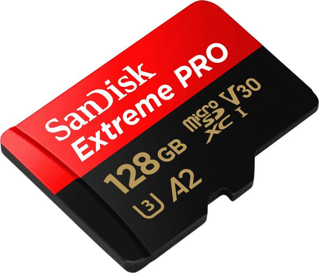 Sandisk Extreme PRO microSDXC™-UHS-I-KARTE Speicherkarte (128 GB, Video Speed Class 30 (V30)/UHS Speed Class 3 (U3), 200 MB/s Lesegeschwindigkeit)
