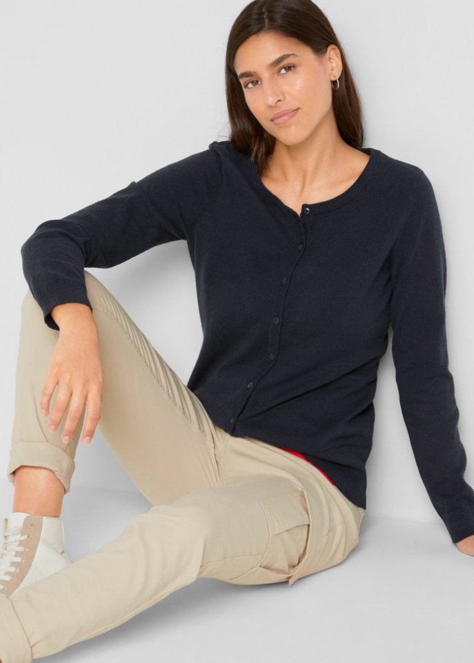 Basic Feinstrickjacke mit recycelter Baumwolle