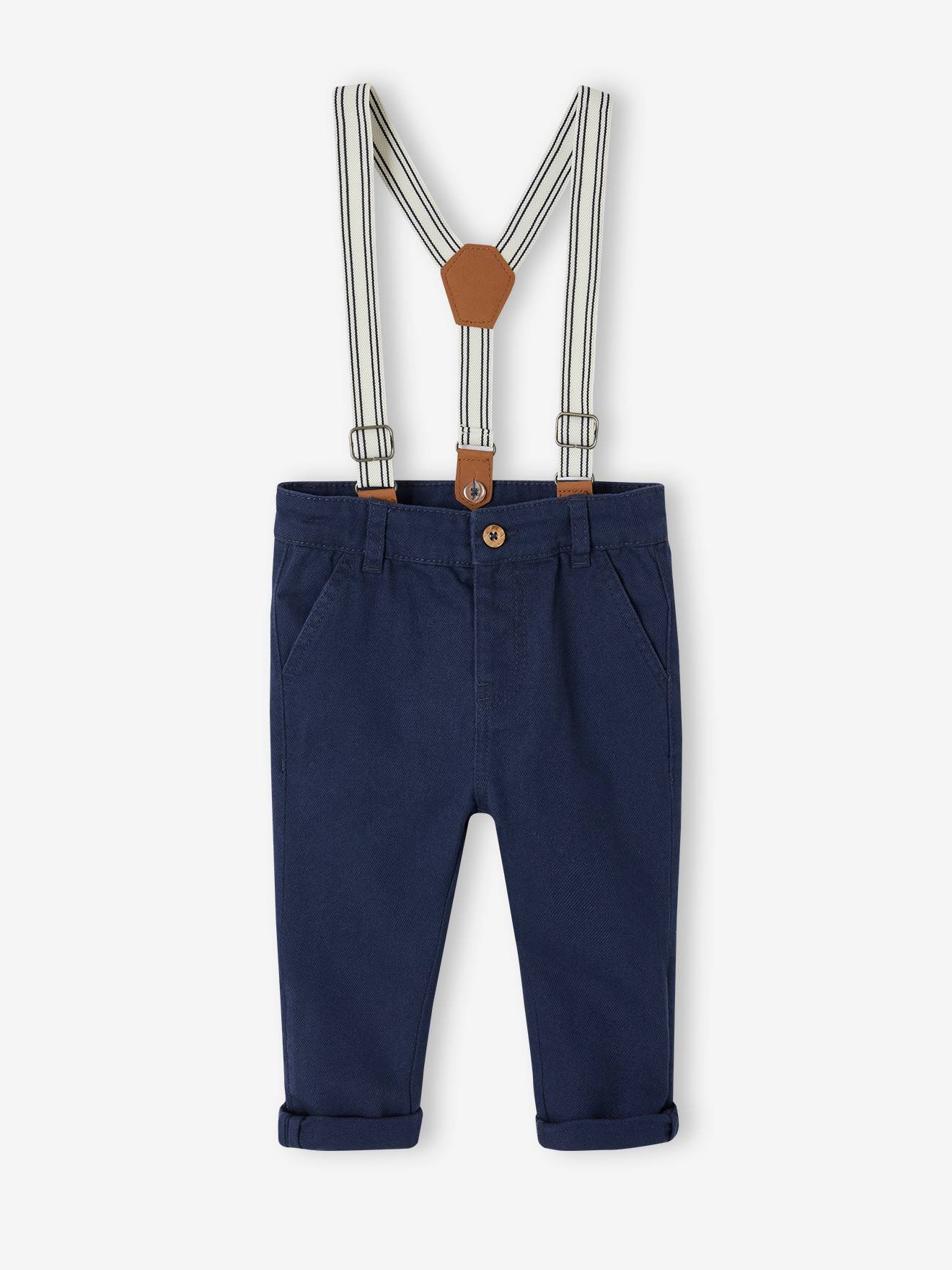 Vertbaudet Baby Hose mit abnehmbaren Trägern - marine